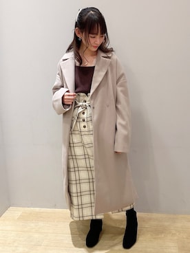 「ORiental TRaffic(ORiental TRaffic)」｜「アイテム（チェスターコート）」を使った、まゆまろさん（レディース・154cm）の冬コーディネート