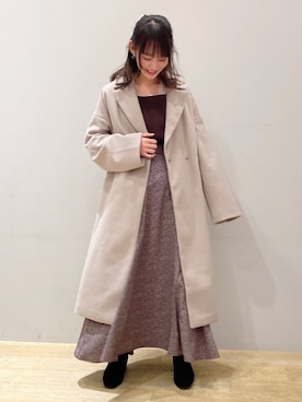 「ORiental TRaffic(ORiental TRaffic)」｜「アイテム（チェスターコート）」を使った、まゆまろさん（レディース・154cm）の冬コーディネート