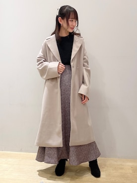 「ORiental TRaffic(ORiental TRaffic)」｜「アイテム（チェスターコート）」を使った、まゆまろさん（レディース・154cm）の冬コーディネート