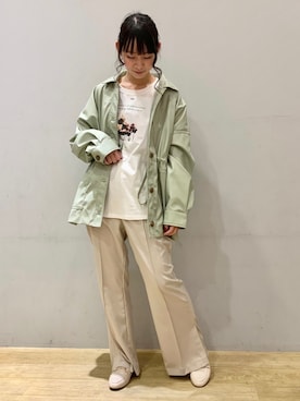 「ORiental TRaffic(ORiental TRaffic)」｜「アイテム（ブルゾン）」を使った、まゆまろさん（レディース・154cm）の春コーディネート