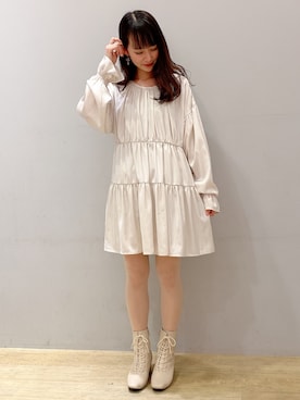 「ミニワンピ」｜まゆまろさん（レディース・154cm）の春コーディネート