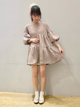 「ミニワンピ」｜まゆまろさん（レディース・154cm）の夏コーディネート