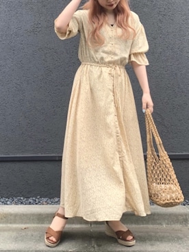 「小花柄ワンピース」｜Raycassin_officialさん（レディース・155cm）の夏コーディネート