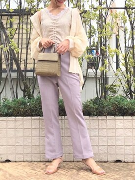 「RAY CASSIN（レイカズン）のアイテム（スラックス）」を使った、Raycassin_officialさん（レディース・163cm）の夏コーディネート