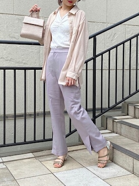 「RAY CASSIN（レイカズン）のアイテム（スラックス）」を使った、Raycassin_officialさん（レディース・162cm）の夏コーディネート