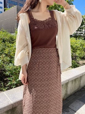 「羽織りシャツ」｜「アイテム（キャミソール）」を使った、Raycassin_officialさん（レディース・155cm）の夏コーディネート