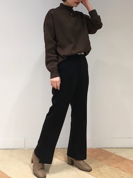 「リラックスパンツ」｜「アイテム（ブーツ）」を使った、Raycassin_officialさん（レディース・155cm）の冬コーディネート