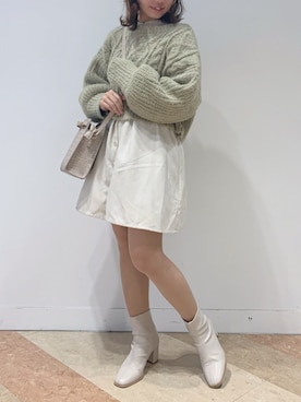 「ミクロコールバンドカラーシャツチュニック」｜Raycassin_officialさん（レディース・155cm）の冬コーディネート