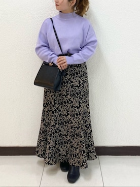 「パープルニット」｜Raycassin_officialさん（レディース・155cm）の冬コーディネート