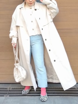 「Ray Cassin」｜「アイテム（トレンチコート）」を使った、Raycassin_officialさん（レディース・155cm）の冬コーディネート