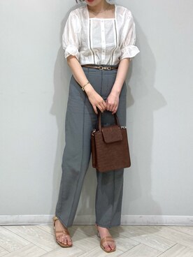 「RAY CASSIN（レイカズン）のアイテム（ベルト）」を使った、Raycassin_officialさん（レディース・155cm）の春コーディネート