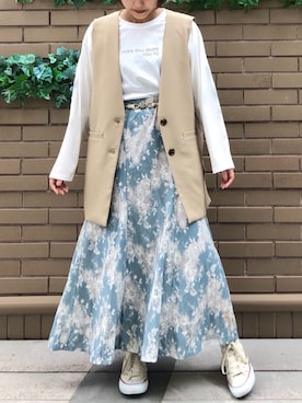 「RAY CASSIN（レイカズン）のアイテム（ベスト）」を使った、Raycassin_officialさん（レディース・155cm）の秋コーディネート