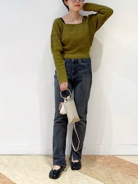 「シャーリングライクニットプルオーバー」｜Raycassin_officialさん（レディース・155cm）の秋コーディネート