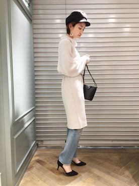 「A part by（アパートバイ）の【WEB限定色・サイズ】セパレートストラップパンプス 745480 （パンプス）」を使った、kiiさん（レディース・165cm）の冬コーディネート