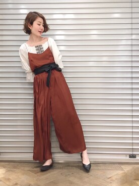 「アパートバイローリーズ」｜「アイテム（サロペット/オーバーオール）」を使った、kiiさん（レディース・162cm）の春コーディネート