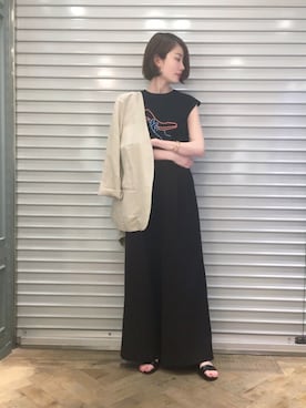 「アパートバイローリーズ」｜「アイテム（ノーカラージャケット）」を使った、kiiさん（レディース・162cm）の夏コーディネート