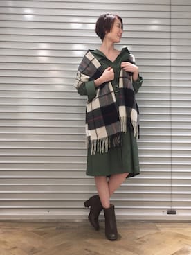 「A part by（アパートバイ）のアイテム（シャツワンピース）」を使った、kiiさん（レディース・162cm）の秋コーディネート