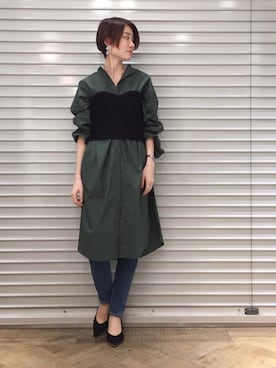 「A part by（アパートバイ）のアイテム（シャツワンピース）」を使った、kiiさん（レディース・162cm）の秋コーディネート