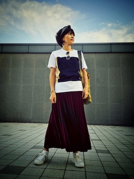 「ALOYE（アロイ）のアイテム」を使った、竹山志津子さん（レディース・166cm）の秋コーディネート