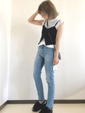 「GRL（グレイル）のアイテム（ピアス（両耳用））」を使った、m♡ao*さん（レディース・152cm）の夏コーディネート