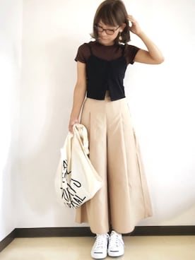 「TODAY'S SPECIAL（トゥデイズスペシャル）のMARCHE BAG/マルシェバッグ（エコバッグ/サブバッグ）」を使った、m♡ao*さん（レディース・152cm）の夏コーディネート