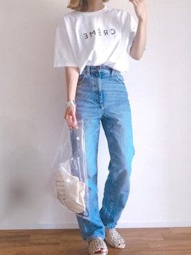 「ハイウエストストレートジーンズ」｜m♡ao*さん（レディース・152cm）の夏コーディネート