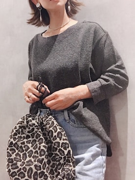 「GOLDY（ゴールディ）のシルバーヴィンテージ　2WAY イヤリング（イヤリング）」を使った、m♡ao*さん（レディース・152cm）の夏コーディネート