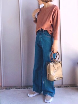 「GOLDY（ゴールディ）のシルバーヴィンテージ　2WAY イヤリング（イヤリング）」を使った、m♡ao*さん（レディース・152cm）の夏コーディネート