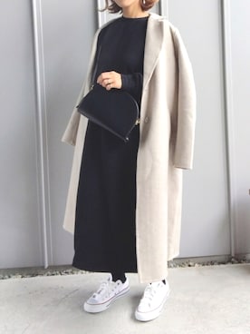 「GOLDY（ゴールディ）のシルバーヴィンテージ　2WAY イヤリング（イヤリング）」を使った、m♡ao*さん（レディース・152cm）の秋コーディネート