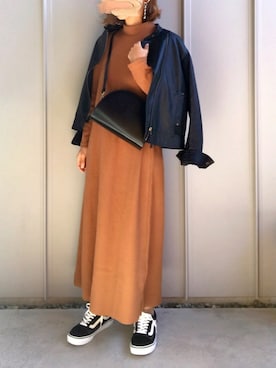 「ストリート服が好き」｜「アイテム（ライダースジャケット）」を使った、m♡ao*さん（レディース・152cm）の秋コーディネート