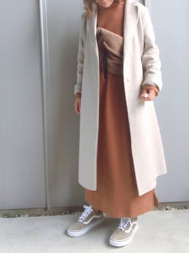 「ワッフル」｜「アイテム（チェスターコート）」を使った、m♡ao*さん（レディース・152cm）の秋コーディネート