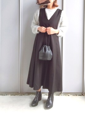 m♡ao*さんの「BIGプリーツジャンパースカート」を使ったコーディネート