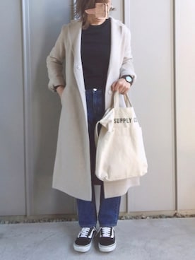 「zozoデニム」｜「アイテム（チェスターコート）」を使った、m♡ao*さん（レディース・152cm）の冬コーディネート