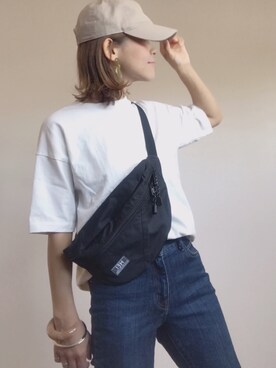 「ZOZO（ゾゾ）のスリムテーパードデニムパンツ［WOMEN］（デニムパンツ）」を使った、m♡ao*さん（レディース・152cm）の春コーディネート