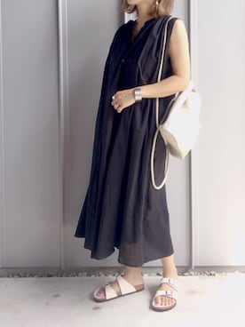 「URBAN RESEARCH Sonny Label（アーバンリサーチサニーレーベル）のノースリーブギャザーワンピース（ワンピース）」を使った、m♡ao*さん（レディース・152cm）の夏コーディネート