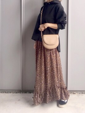 「LIPSTAR（リップスター）のバックシフォンプリーツパーカー（パーカー）」を使った、m♡ao*さん（レディース・152cm）の秋コーディネート