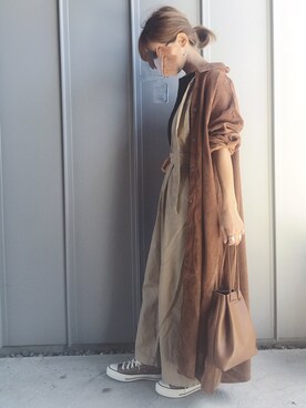 「Chaco closet（チャコ クローゼット）のワッフルフレンチスリーブ半袖T（Tシャツ/カットソー）」を使った、m♡ao*さん（レディース・152cm）の秋コーディネート