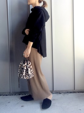 「LIPSTAR（リップスター）のバックシフォンプリーツパーカー（パーカー）」を使った、m♡ao*さん（レディース・152cm）の秋コーディネート
