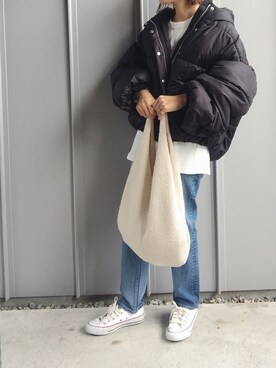 「kutir（クティール）のアイテム（ダウンジャケット/コート）」を使った、m♡ao*さん（レディース・152cm）の秋コーディネート