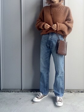 m♡ao*さんの「ローゲージ ボリューム タートル セーター」を使ったコーディネート