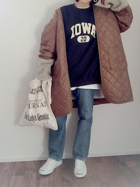 「TODAYFUL（トゥデイフル）のVintageトートバッグ（トートバッグ）」を使った、m♡ao*さん（レディース・152cm）の冬コーディネート
