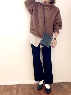 「ボリュームニット」｜「アイテム（その他シューズ）」を使った、m♡ao*さん（レディース・152cm）の冬コーディネート