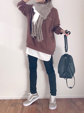 「CLEA（クレア）のアイテム（スウェット）」を使った、m♡ao*さん（レディース・152cm）の冬コーディネート