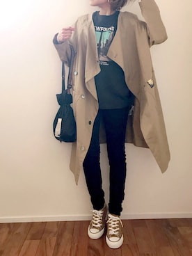 「mercibeaucoup,（メルシーボークー）のアイテム（その他アウター）」を使った、m♡ao*さん（レディース・152cm）の春コーディネート
