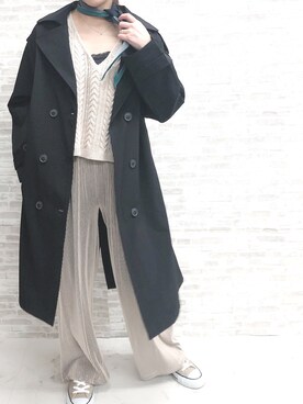 「ZOZOでしか買えない」｜「アイテム（トレンチコート）」を使った、ap retroさん（レディース・156cm）の冬コーディネート