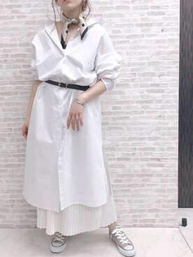 「ZOZOでしか買えない」｜「アイテム（シャツワンピース）」を使った、ap retroさん（レディース・156cm）の春コーディネート