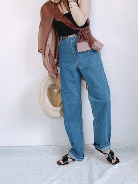 「ZOZOでしか買えない」｜「アイテム（帽子）」を使った、ap retroさん（レディース・156cm）の夏コーディネート