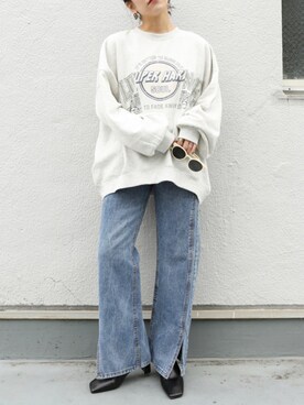 「ZOZOでしか買えない」｜「アイテム（スウェット）」を使った、ap retroさん（レディース・156cm）の冬コーディネート