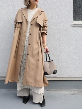「ZOZOでしか買えない」｜「アイテム（トレンチコート）」を使った、ap retroさん（レディース・156cm）の春コーディネート