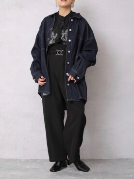 「ZOZOでしか買えない」｜「アイテム（デニムジャケット）」を使った、ap retroさん（レディース・156cm）の春コーディネート